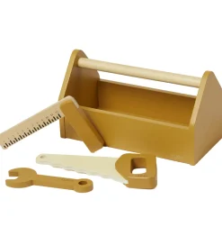 Trælegetøj|Legeværktøj*Flexa Værktøjskasse - Træ - Play - 4 Dele - Mustard/Birch Plywoo