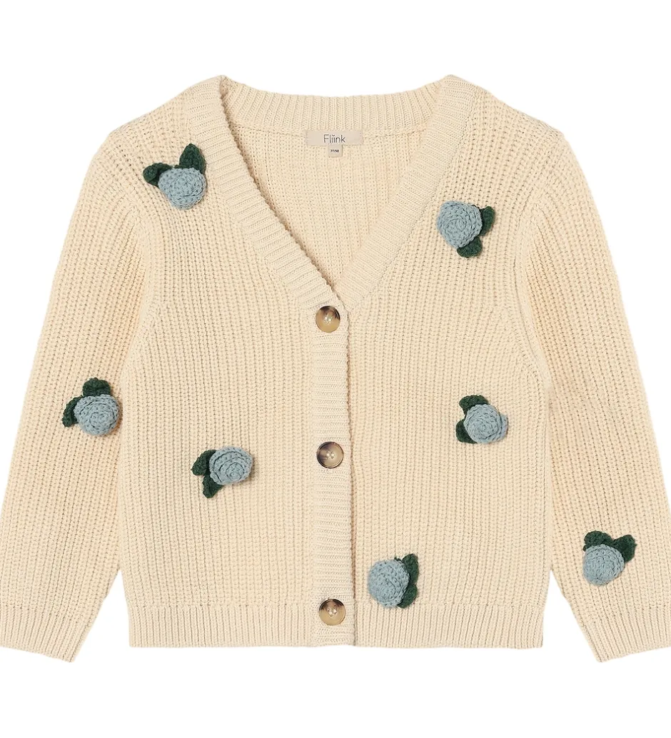 Striktrøjer*Fliink Cardigan - Strik - Cool Flower - Sandshell