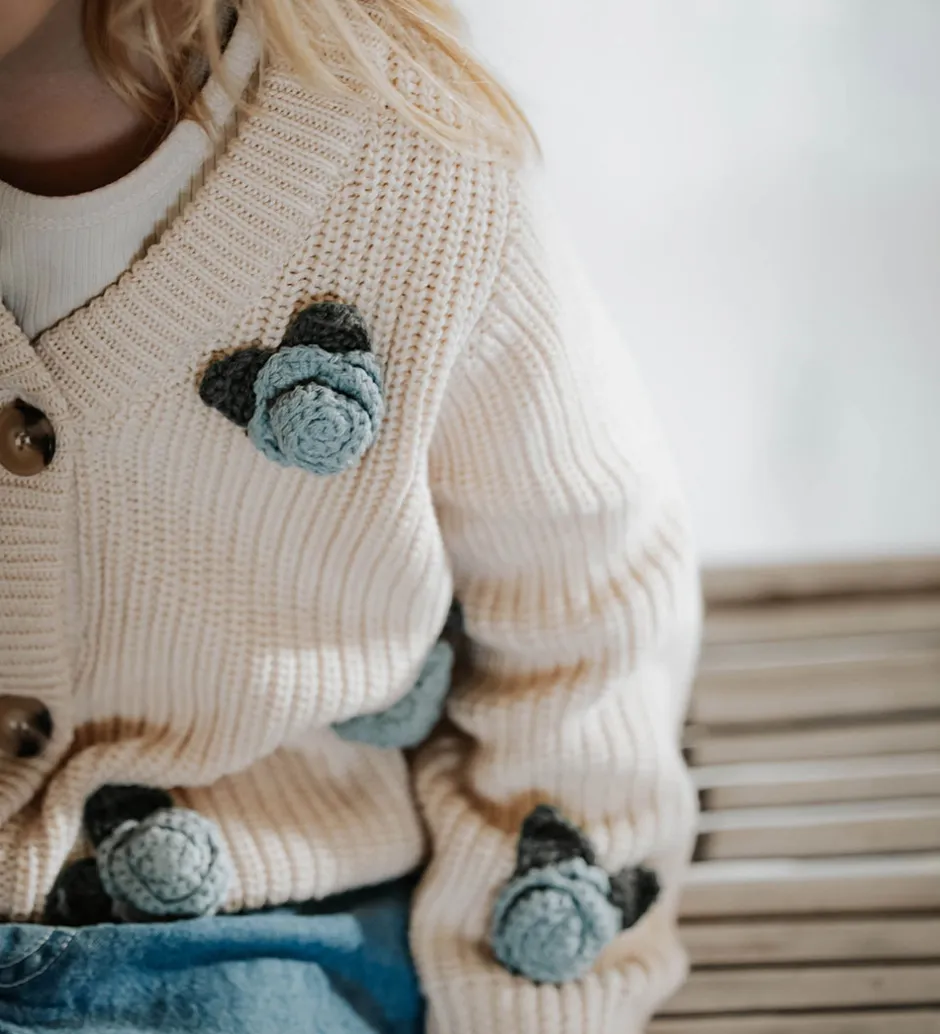 Striktrøjer*Fliink Cardigan - Strik - Cool Flower - Sandshell