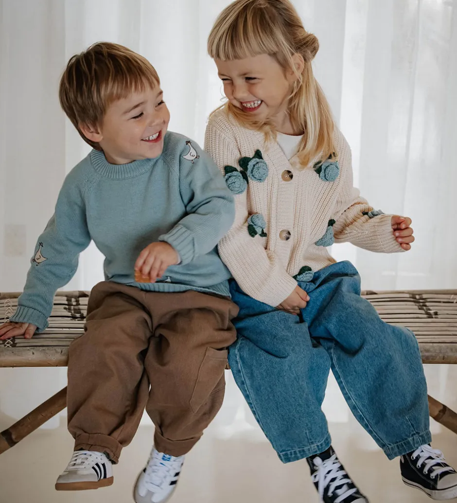 Striktrøjer*Fliink Cardigan - Strik - Cool Flower - Sandshell