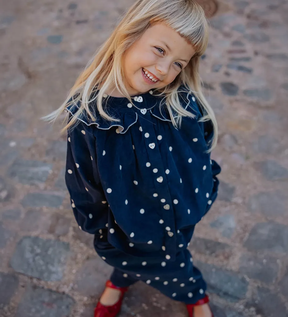 Børn Fliink Skjorte - Fløjl - Dolly - Insignia Blue AOP