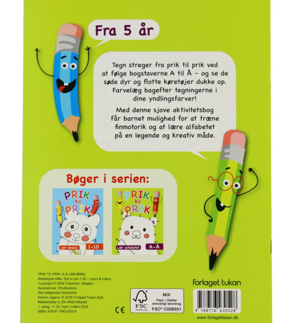 Kreativ Leg|Bøger*Forlaget Tukan Aktivitetsbog - Prik Til Prik - A-Å - DA