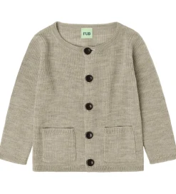Striktrøjer*FUB Cardigan - Rib - Strik - Uld - Oat Melange