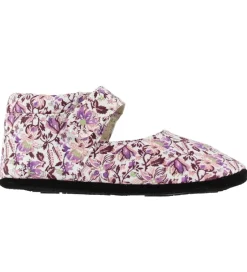 Skindfutter*Fuzzies Ballerina Hjemmesko - Viola - Hvid m. Blomster