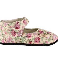 Fuzzies Ballerina Hjemmesko - Rosa - Pudder m. Blomster