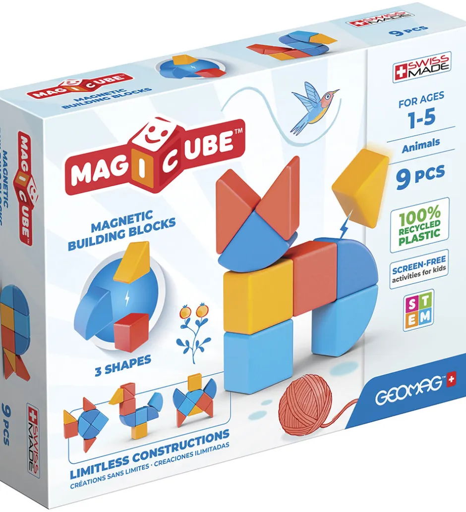 Magnetlegetøj*Geomag Magnetsæt - Magicube Shapes Animal Recycled - 9 Dele