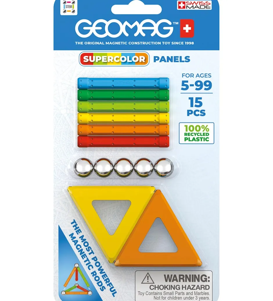 Magnetlegetøj*Geomag Magnetsæt - Supercolor Panels Recycled - 15 Dele