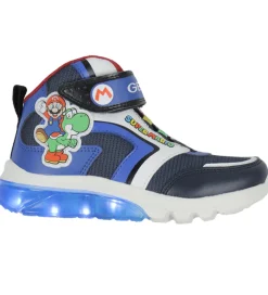 Blinkesko*Geox Støvler m. Lys - J Ciberdron - Super Mario - Navy/Royal