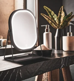 Gillian Jones Bordspejl - Oval - LED/Bakke - Sort