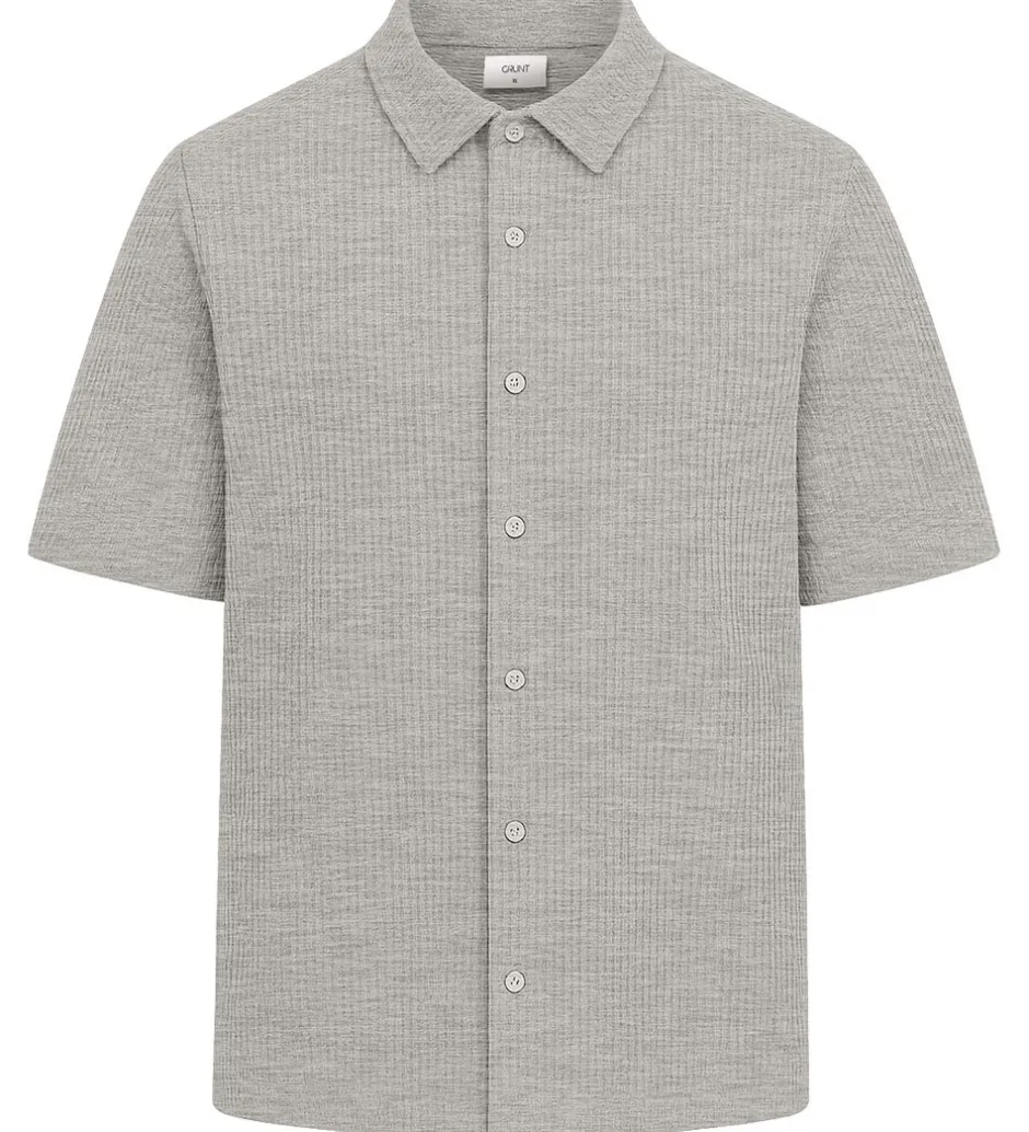 Konfirmationstøj*Grunt Skjorte - Vaflet - GRAlfred - Light Grey Melange