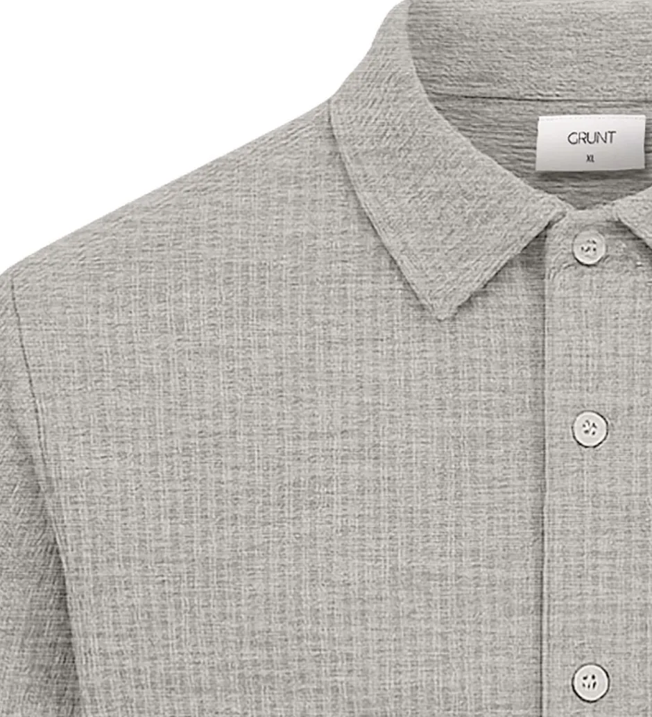 Konfirmationstøj*Grunt Skjorte - Vaflet - GRAlfred - Light Grey Melange