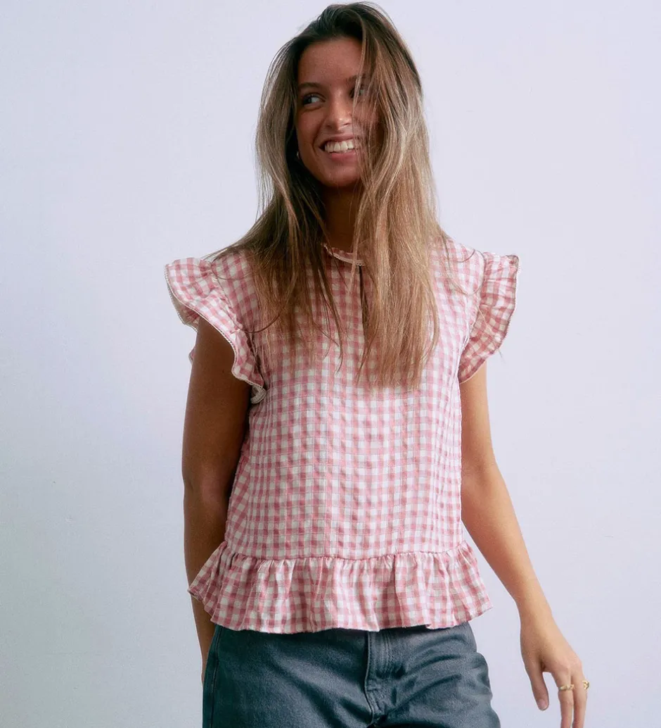 Toppe*Grunt Top - GrArte - Rosa/Hvidternet