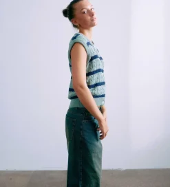 Børn Grunt Vest - Strik - GrLine - Dust Green/Navy