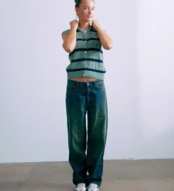 Børn Grunt Vest - Strik - GrLine - Dust Green/Navy