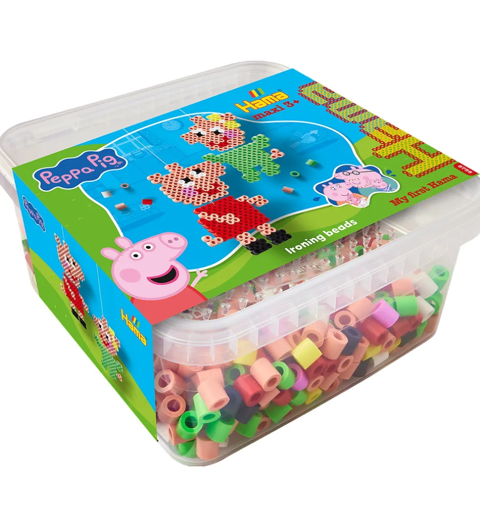 Perler*Hama Maxi Perler - Gurli Gris + Lillesøster Evie - 900 Stk.