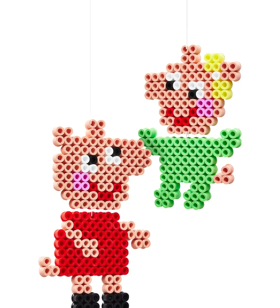 Perler*Hama Maxi Perler - Gurli Gris + Lillesøster Evie - 900 Stk.