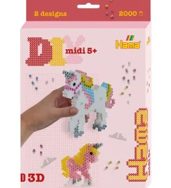 Perler*Hama Midi Perlesæt - 3D - 2000 stk. - Enhjørninger