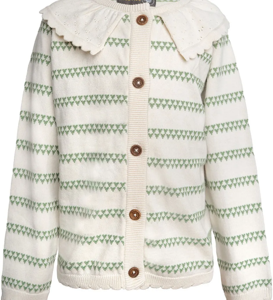 Striktrøjer*Hanevild Cardigan - Strik - Heart - Off White/Shale Green