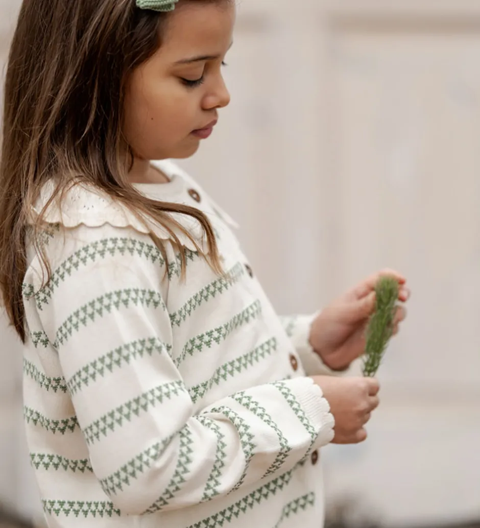 Striktrøjer*Hanevild Cardigan - Strik - Heart - Off White/Shale Green