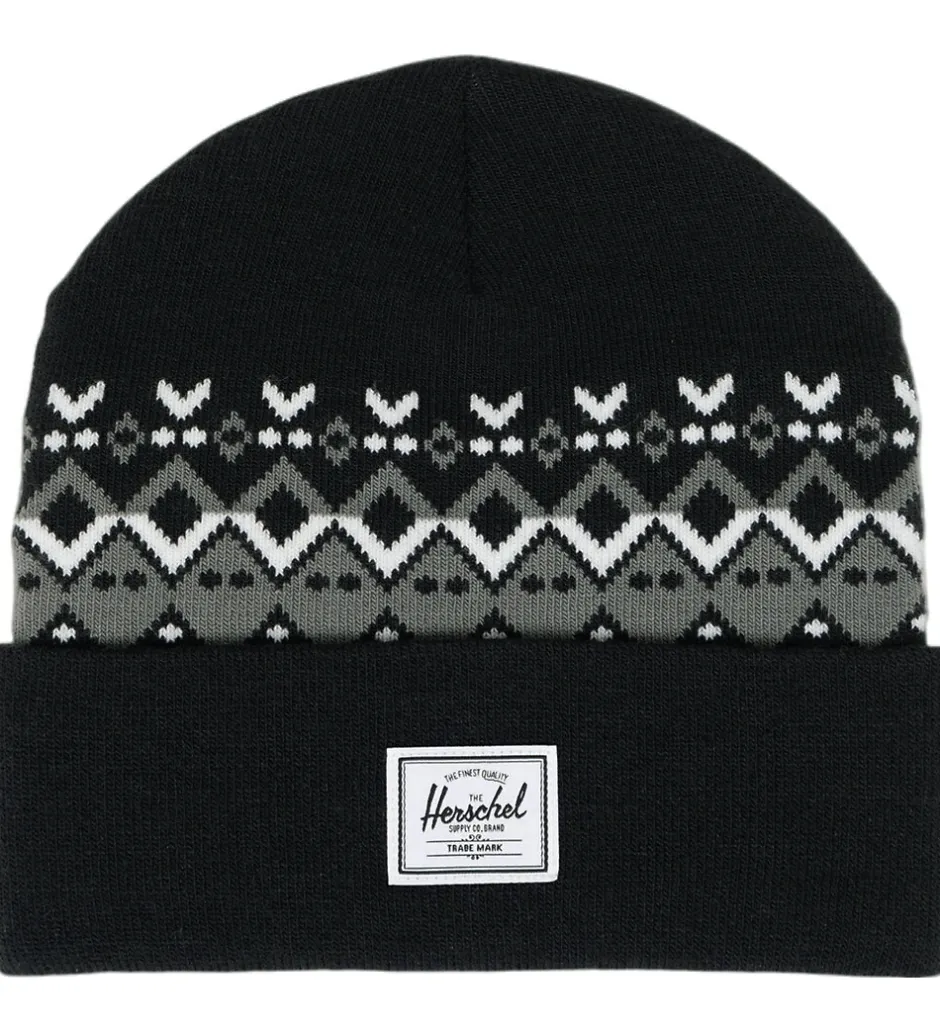 Huer Og Hatte|Unisex-Tøj*Herschel Hue - Strik - Elmer - Black Fair Isle