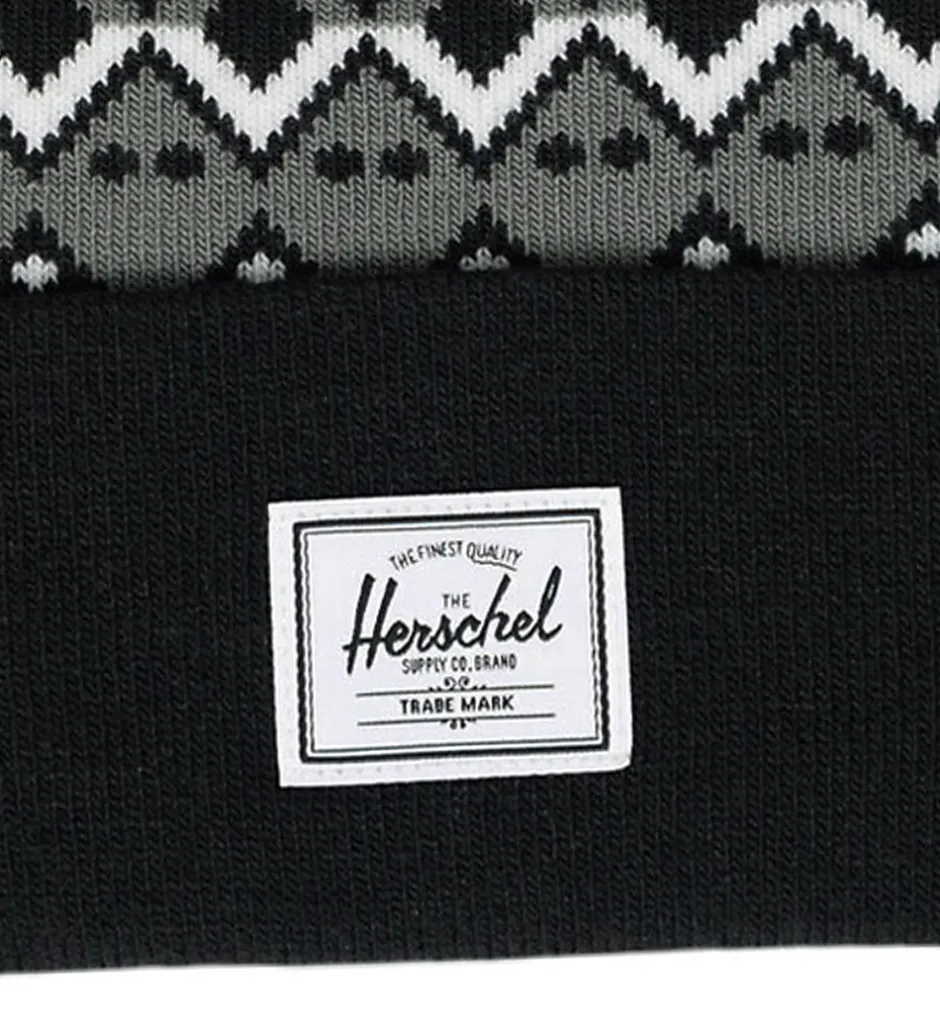 Huer Og Hatte|Unisex-Tøj*Herschel Hue - Strik - Elmer - Black Fair Isle