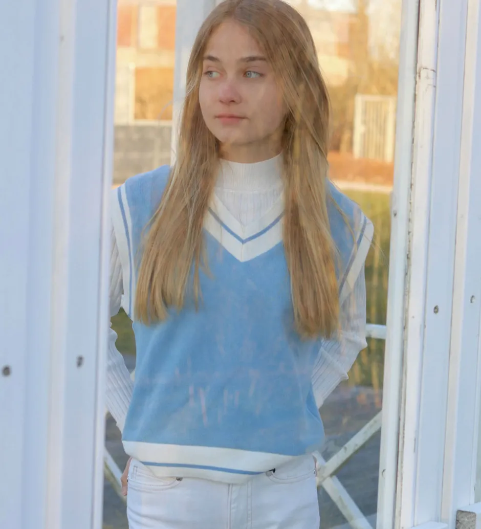 Børn Hound Vest - Tennis Vest - Strik - Light Blue