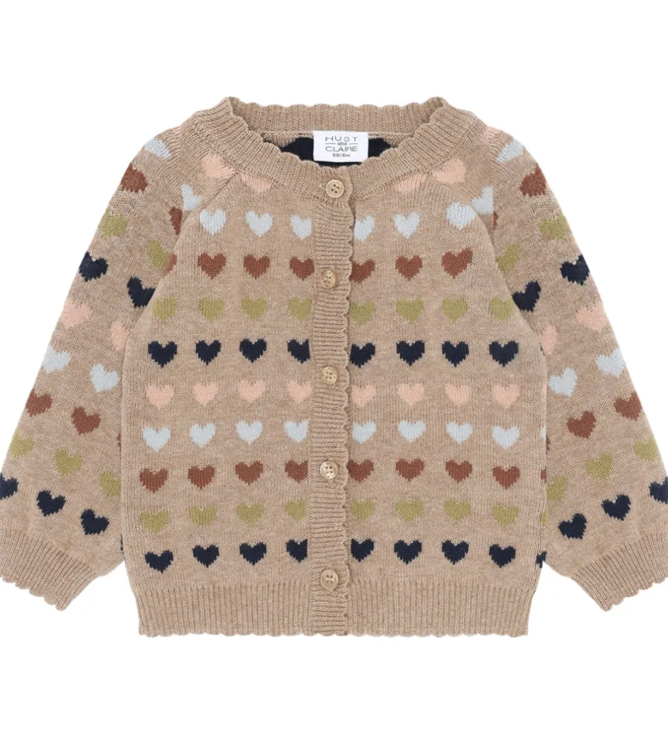 Børn Hust and Claire Cardigan - Strik - HCCamilla - Biscuit m. Hjerte