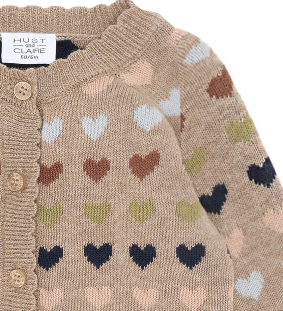 Børn Hust and Claire Cardigan - Strik - HCCamilla - Biscuit m. Hjerte
