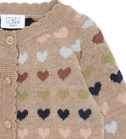Børn Hust and Claire Cardigan - HCCilja - Biscuit m. Hjerter