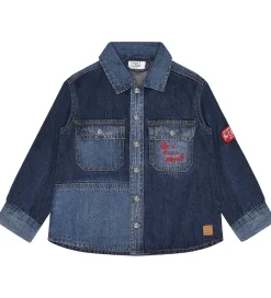 Børn Hust and Claire Denimskjorte - Ravn - Dark blue denim