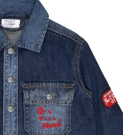 Børn Hust and Claire Denimskjorte - Ravn - Dark blue denim