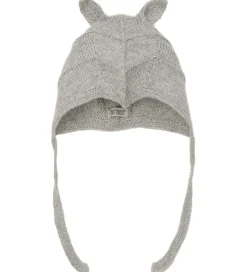 Babyhjelme*Huttelihut Babyhjelm m. Ører - Alpakauld - Strik - Gråmeleret