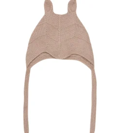 Børn Huttelihut Babyhjelm m. Ører - Alpakauld - Strik - Mahogany Rose