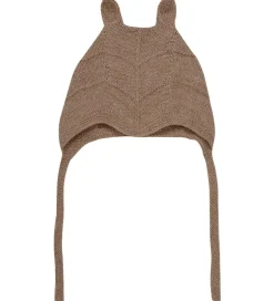 Babyhjelme*Huttelihut Babyhjelm m. Ører - Alpakauld - Strik - Camel Melange
