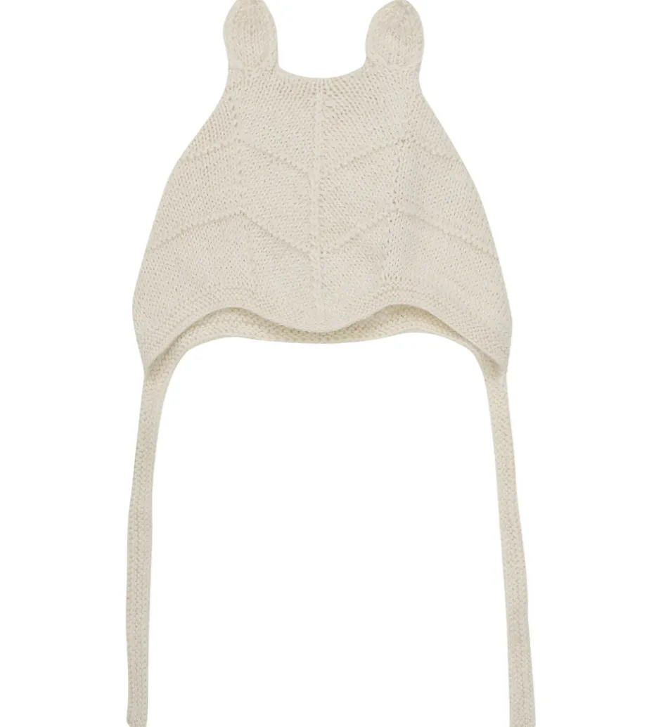 Babyhjelme*Huttelihut Babyhjelm m. Ører - Alpakauld - Strik - Off-white