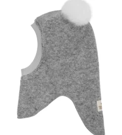 Børn Huttelihut Elefanthue - Uld - 2-lags - Grey Melange m. Kvaste