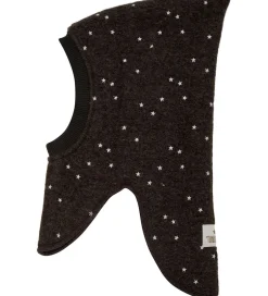 Børn Huttelihut Elefanthue - Uld - 2-lags - Dark Brown Melange