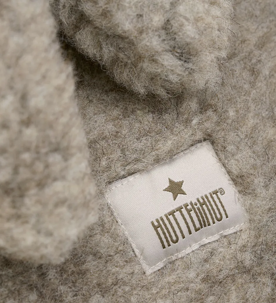 Børn Huttelihut Elefanthue - Uld - Teddy - 2-lags - Camel Melange