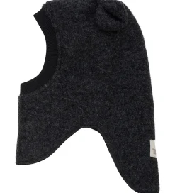Børn Huttelihut Elefanthue - Uld - 2-lags - Dark Grey Melange m. Ører