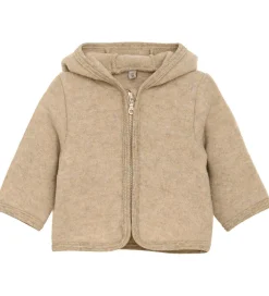 Børn Huttelihut Fleccejakke - Uldfleece - Camel Melange m. Ører