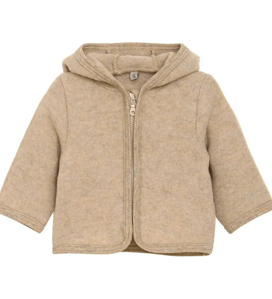 Børn Huttelihut Fleccejakke - Uldfleece - Camel Melange m. Ører
