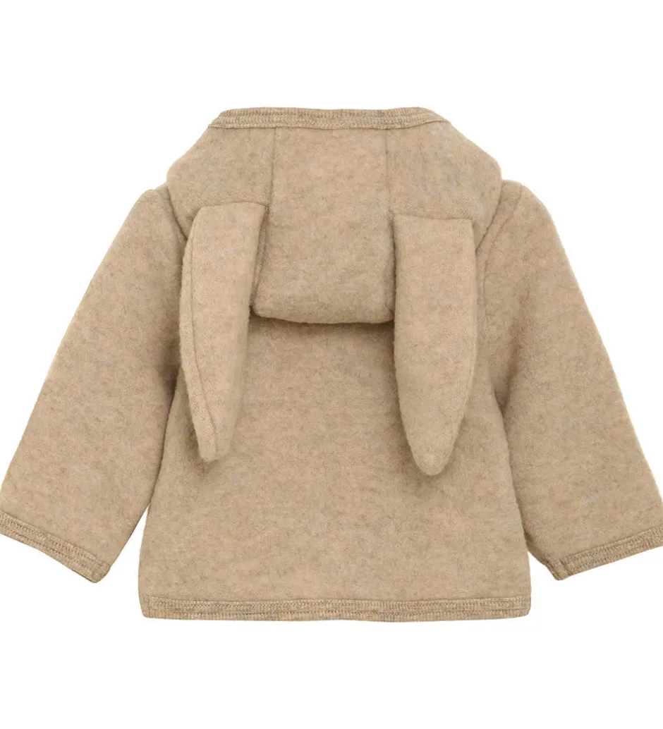 Børn Huttelihut Fleccejakke - Uldfleece - Camel Melange m. Ører