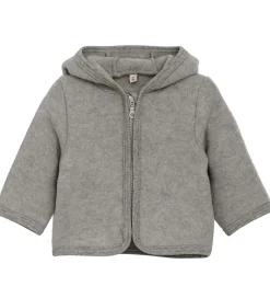 Fleece*Huttelihut Fleecejakke - Uldfleece - Medium Grey Melange m. Ører
