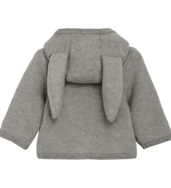 Fleece*Huttelihut Fleecejakke - Uldfleece - Medium Grey Melange m. Ører