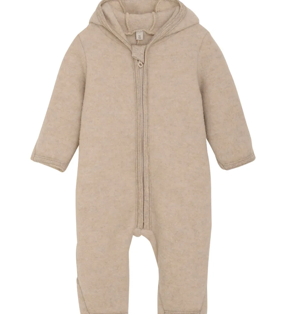 Børn Huttelihut Køredragt - Uldfleece - Camel Melange m. Ører