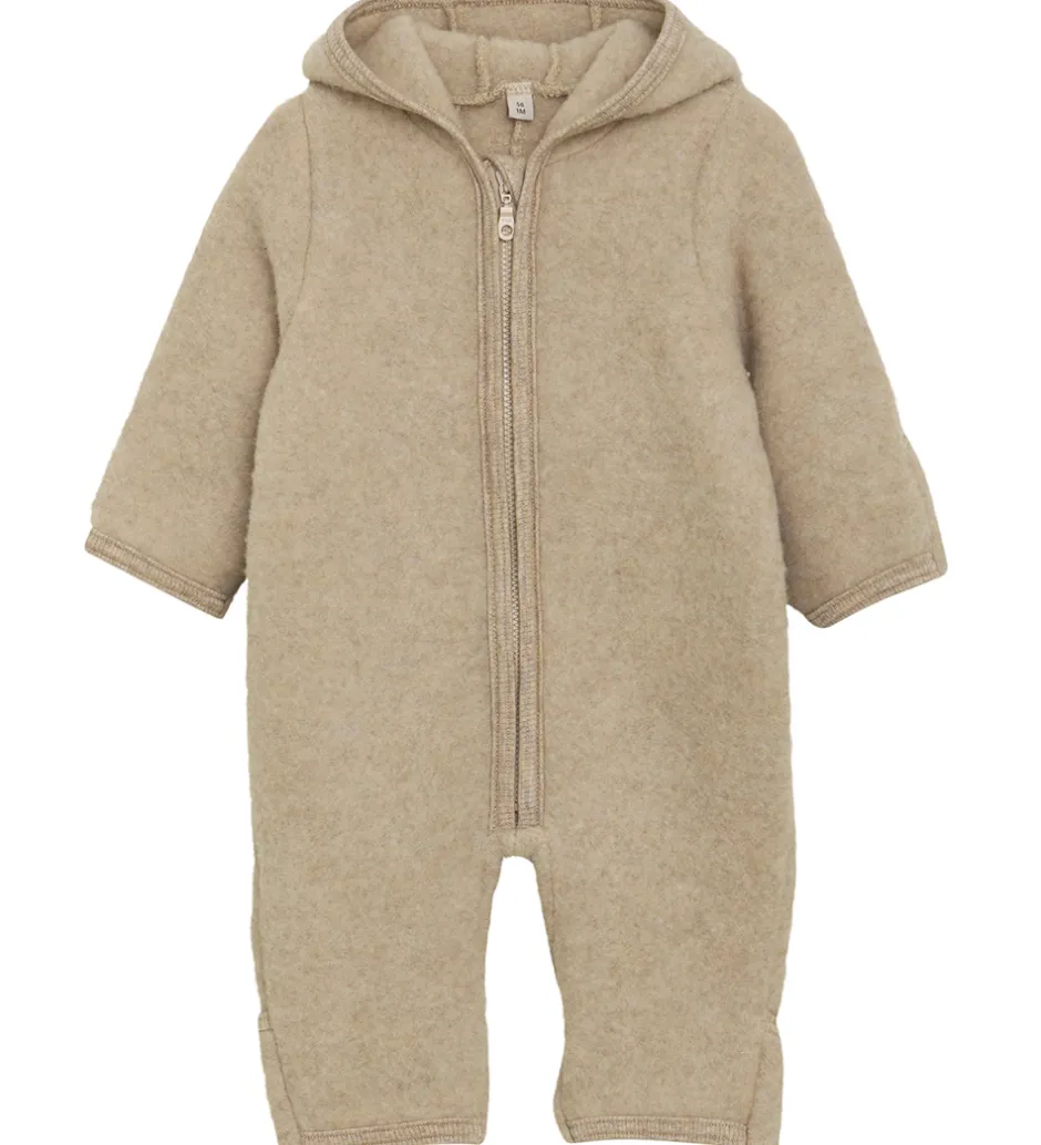 Børn Huttelihut Køredragt - Uldfleece - Camel Melange m. Ører
