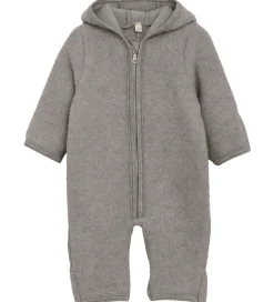 Børn Huttelihut Køredragt - Uldfleece - Medium Grey Melange m. Ører