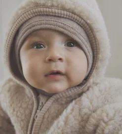Børn Huttelihut Køredragt - Uldfleece - Teddy - Cement