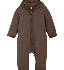 Børn Huttelihut Køredragt - Uldfleece - Brown Melange m. Ører