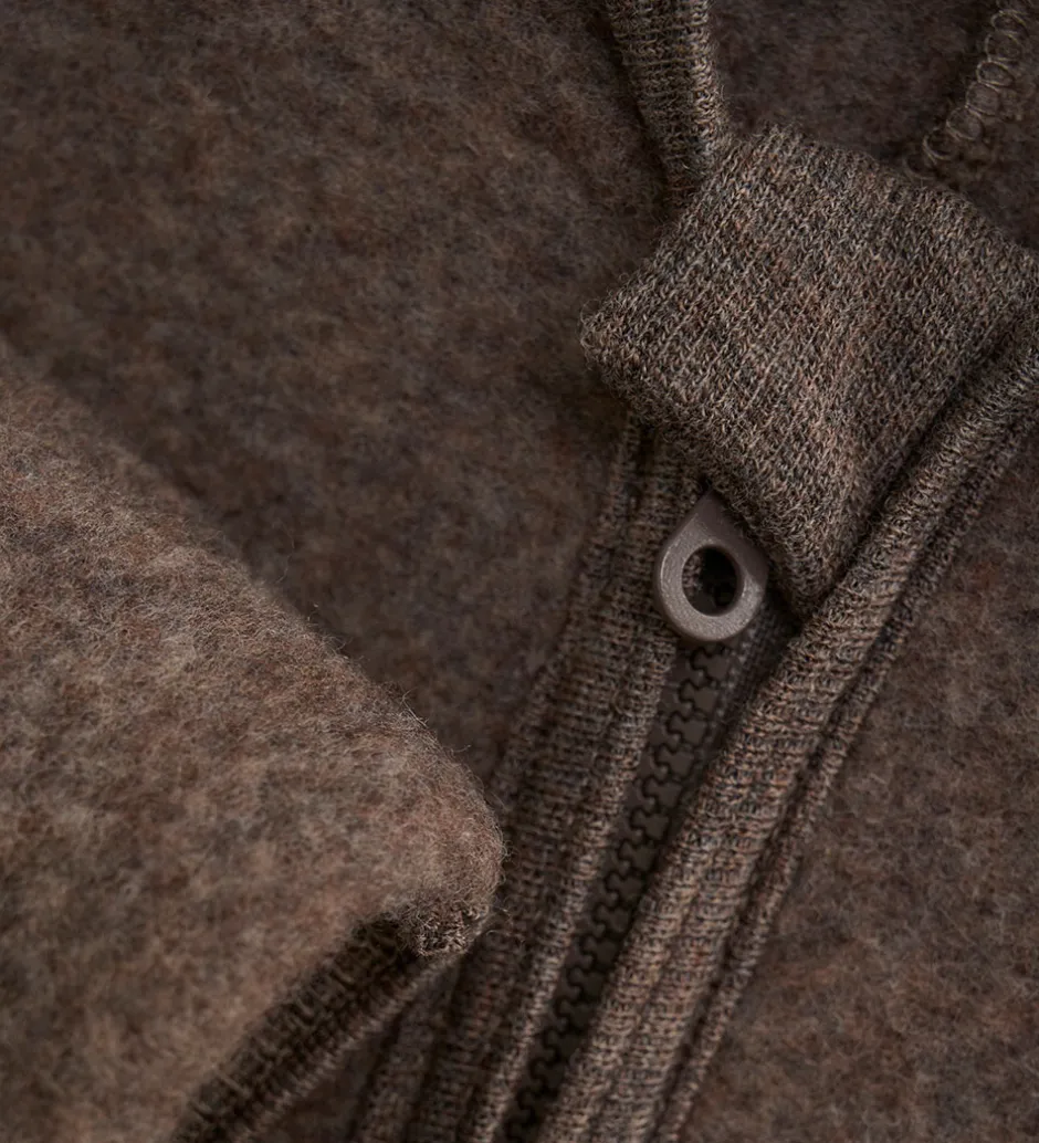 Børn Huttelihut Køredragt - Uldfleece - Brown Melange m. Ører
